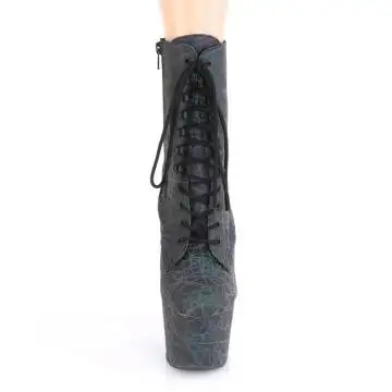 Fialovo-zelené svítící kozačky ADO1020REFL/GNPP/M Pleaser | ADORE-1020REFL Pleaser - zepředu