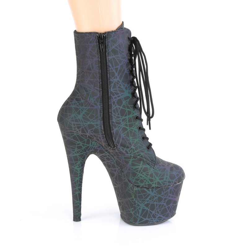 Fialovo-zelené svítící kozačky ADO1020REFL/GNPP/M Pleaser | ADORE-1020REFL Pleaser - z vnějšku