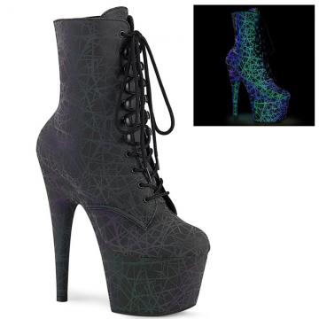ADORE-1020REFL | Fialovo-zelené svítící kozačky ADO1020REFL/GNPP/M Pleaser