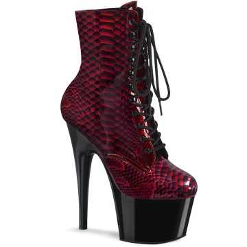 ADORE-1020SP | Rudé kozačky z hadím vzorem ADO1020SP/RSPPT/B Pleaser
