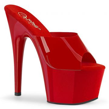 ADORE-701N | Červené pantofle na vysoké platformě ADO701N/RTPU/M Pleaser