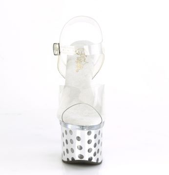 Svítící sandály s LED diodami Pleaser DISCOLT708DOTS/C/SCH | DISCOLITE-708DOTS - zepředu