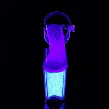 Svítící sexy boty Pleaser na podpatku FLAM808UVG/C/NOPG | FLAMINGO-808UVG Pleaser - zepředu