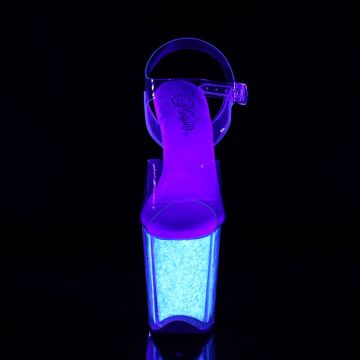 Svítící sexy boty Pleaser na podpatku FLAM808UVG/C/NOPG | FLAMINGO-808UVG - zepředu