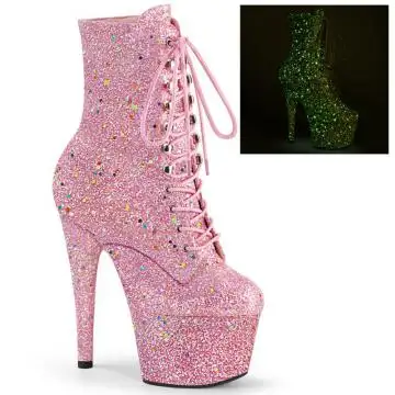 Růžové svítící kozačky Pleaser ADO1020GDLG/PNG/M | ADORE-1020GDLG Pleaser