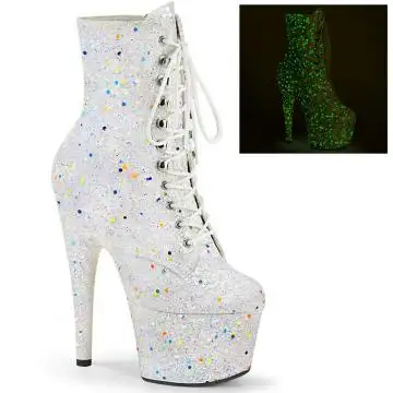Bílé svítící kozačky Pleaser ADO1020GDLG/WG/M