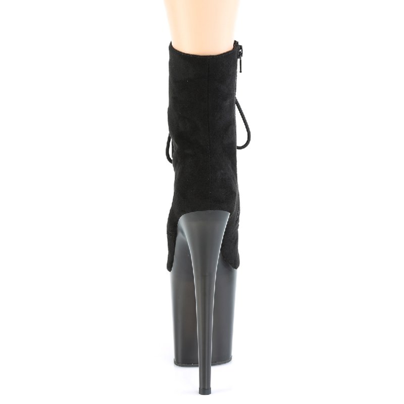 Černé taneční kozačky na extra podpatku FLAM1020FST/BFS/B | FLAMINGO-1020FST Pleaser - zezadu
