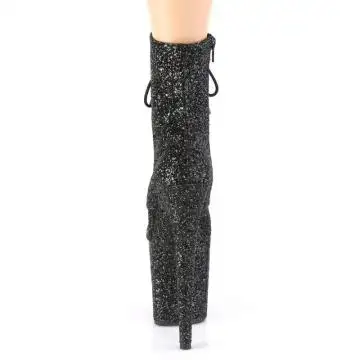 Černé třpytivé kozačky Pleaser FLAM1020GWR/BG/M | FLAMINGO-1020GWR Pleaser - zezadu