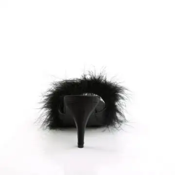 Černé pantofle s chmýřím AMO03/BPU | AMOUR-03 Fabulicious - zezadu