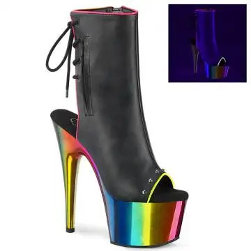 Duhové kotníkové go-go boty na podpatku ADO1018RC-02/BPU/CH | ADORE-1018RC-02 Pleaser