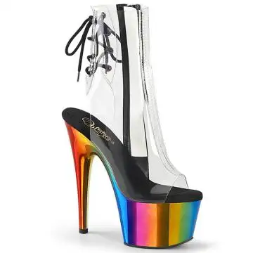 Duhové go-go boty Pleaser ADO1018RC/C/RBOWCH | ADORE-1018RC Pleaser