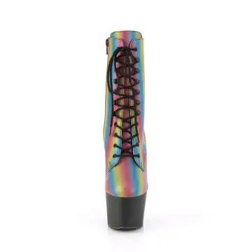 Svítící duhové kozačky Pleaser ADO1020REFL-02/RBW/B | ADORE-1020RC-REFL-02 Pleaser - zepředu