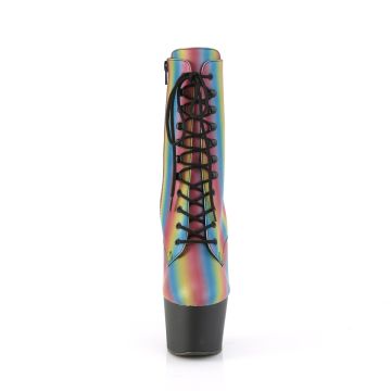 Svítící duhové kozačky Pleaser ADO1020REFL-02/RBW/B | ADORE-1020RC-REFL-02 Pleaser - zepředu Svítící duhové kozačky Pleaser ADO1020REFL-02/RBW/B | ADORE-1020RC-REFL-02 Pleaser - zepředu