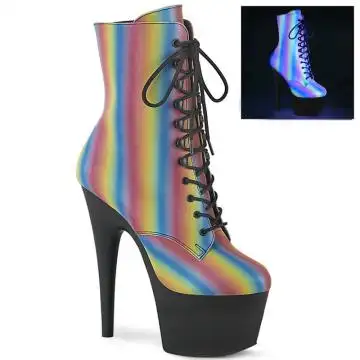 Svítící duhové kozačky Pleaser ADO1020REFL-02/RBW/B | ADORE-1020RC-REFL-02 Pleaser