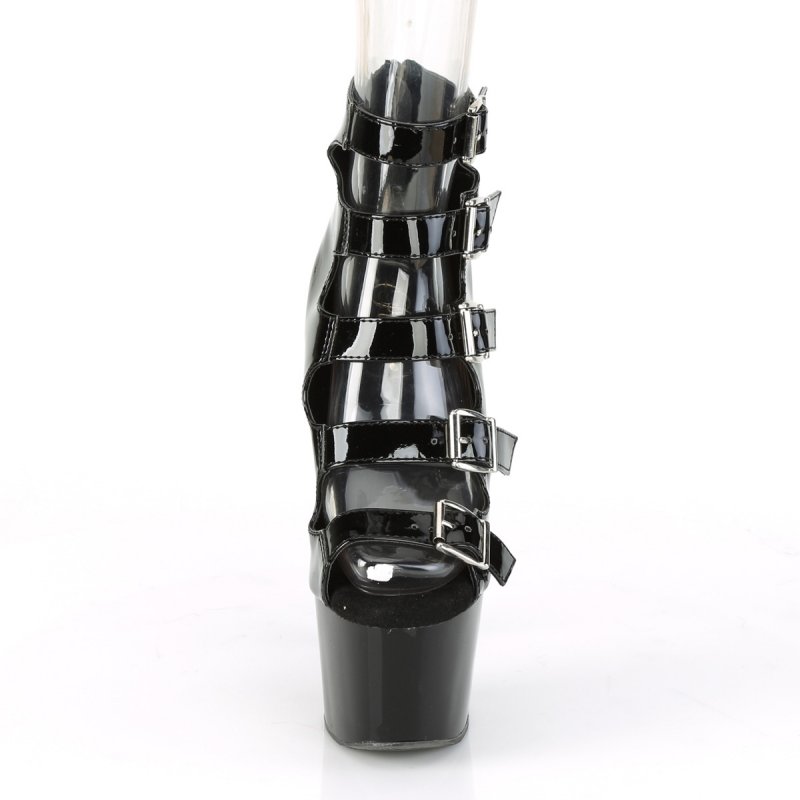 Černé páskové extravagantní boty Pleaser ADO700-33/B/M | ADORE-700-33 Pleaser - zepředu