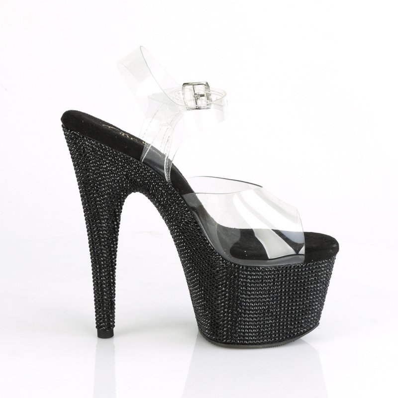 Černé luxusní sandály Pleaser BEJ708DM/C/BRS | BEJEWELED-708DM Pleaser - z vnějšku