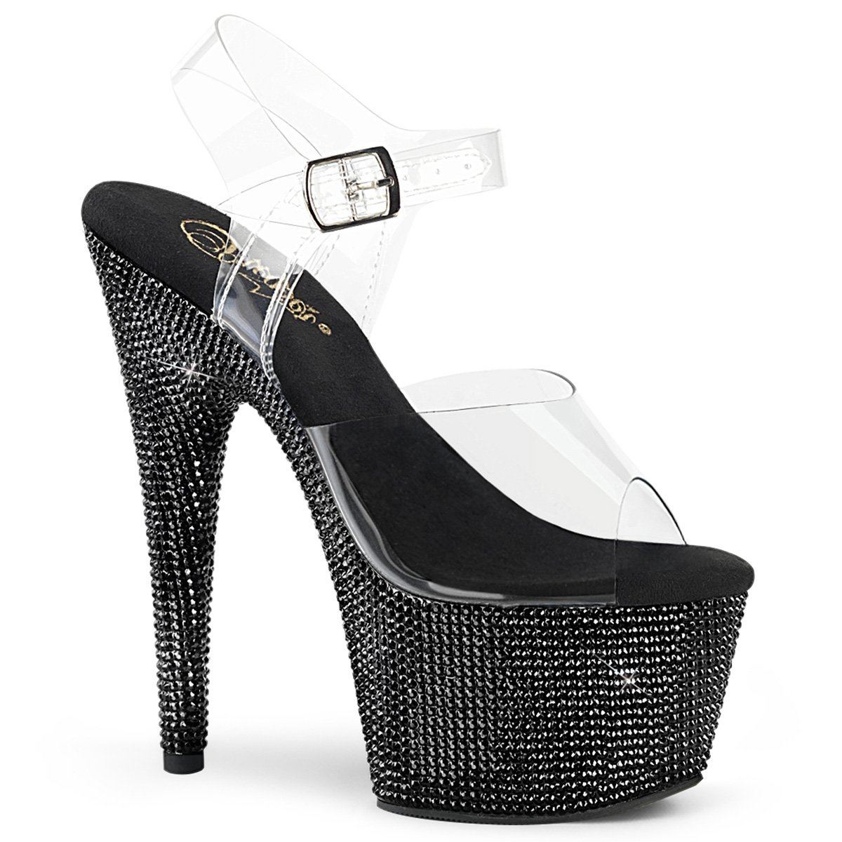 Černé luxusní sandály Pleaser BEJ708DM/C/BRS | BEJEWELED-708DM