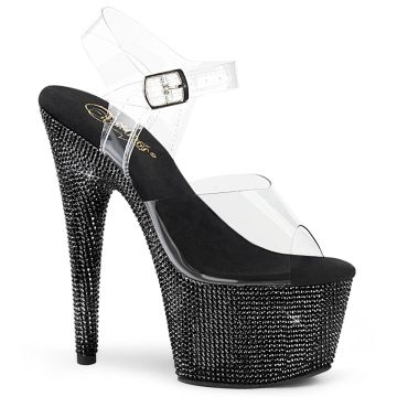 BEJEWELED-708DM | Černé luxusní sandály Pleaser BEJ708DM/C/BRS