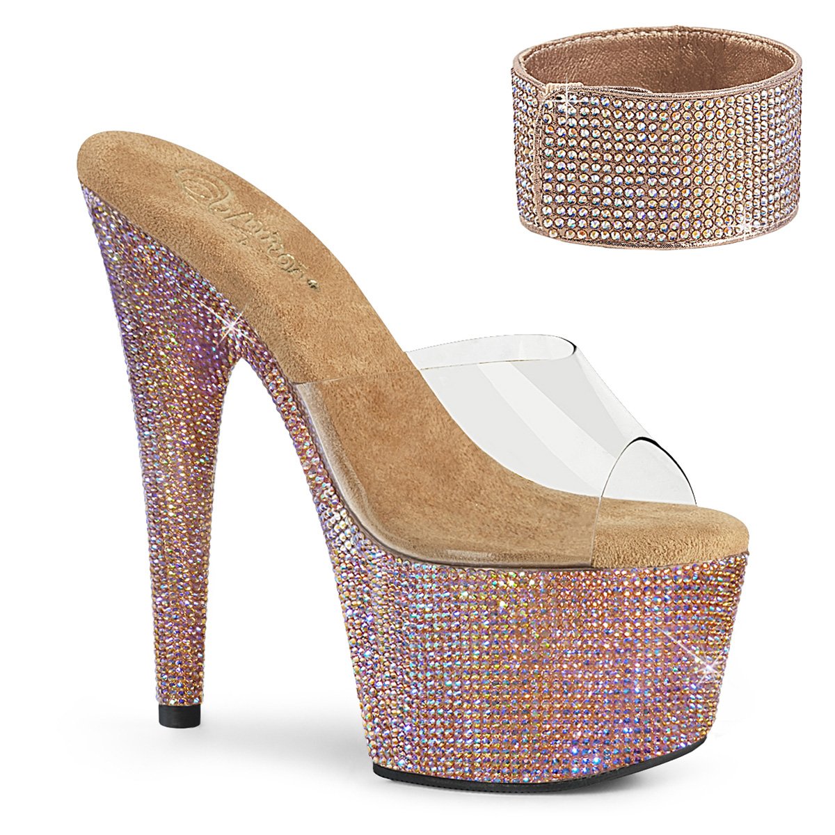 Zlaté luxusní pantofle BEJ712RS/C/ROGLDRS | BEJEWELED-712RS Pleaser