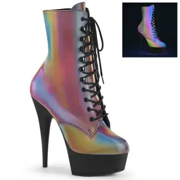 Duhové taneční kotníčkové kozačky Pleaser DEL1020REFL/RBOW/B | DELIGHT-1020REFL Pleaser