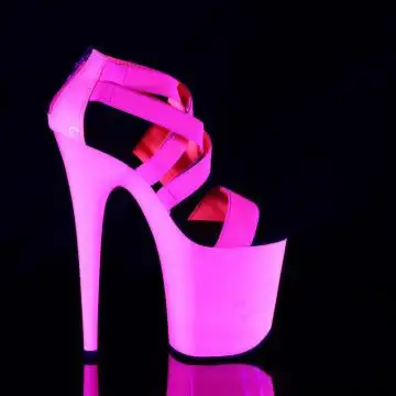Růžové neon svítící sandály Pleaser FLAM869UV/NHPELSPT/M | FLAMINGO-869UV Pleaser - z vnějšku