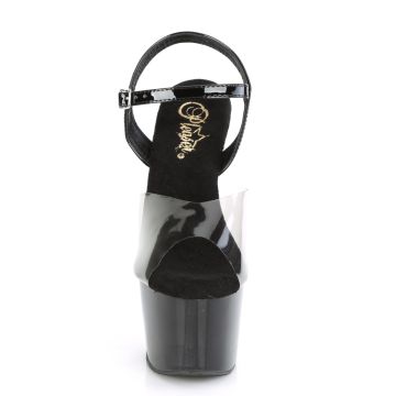 Černě tónované sandály Pleaser ADO708T-1/SK-BPT/B-C | ADORE-708T-1 Pleaser - zepředu Černě tónované sandály Pleaser ADO708T-1/SK-BPT/B-C | ADORE-708T-1 Pleaser - zepředu