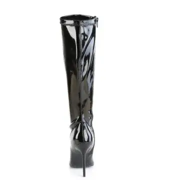 Černé lakované kozačky pod kolena Pleaser CLAS2000/B | CLASSIQUE-2000 Pleaser - zezadu