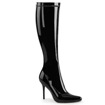Černé lakované kozačky pod kolena Pleaser CLAS2000/B | CLASSIQUE-2000 Pleaser