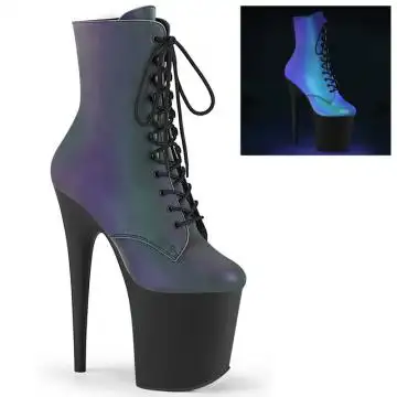 Sexy svítící taneční kozačky FLAM1020REFL/GRNMC/B Pleaser