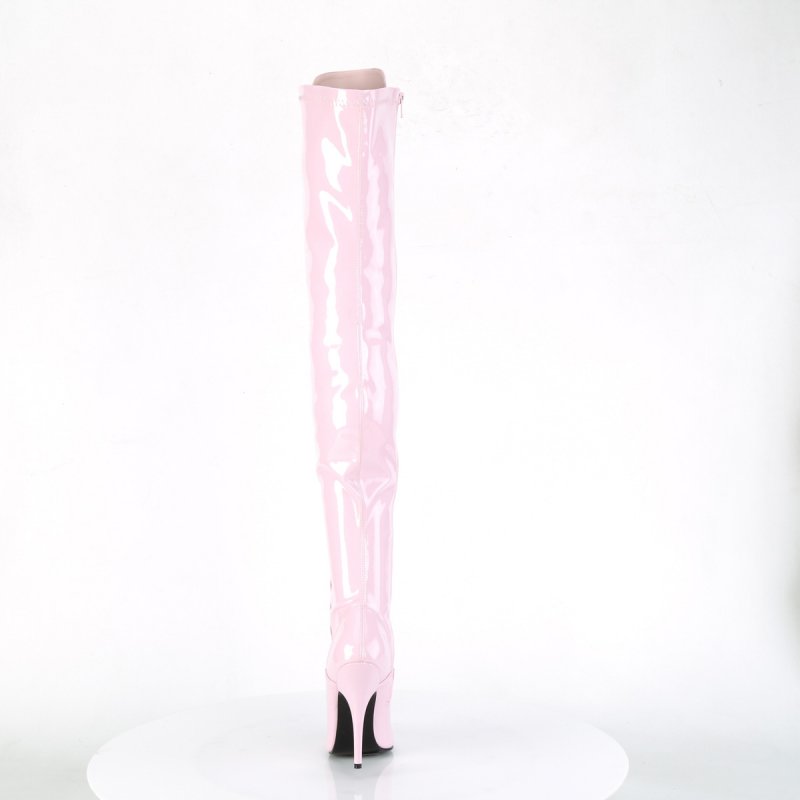 Růžové erotické kozačky na stehna SED3024/BP | SEDUCE-3024 Pleaser - zezadu