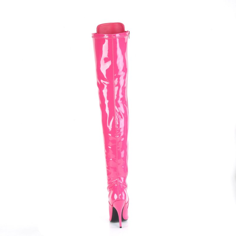 Tmavě růžové erotické kozačky na stehna SED3024/HP | SEDUCE-3024 Pleaser - zezadu