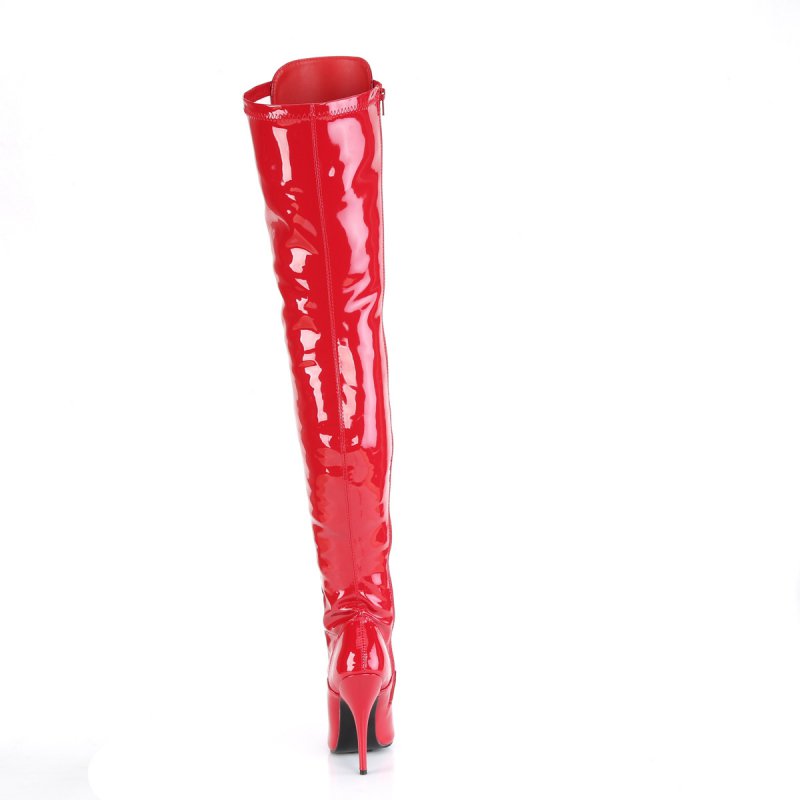 Červené erotické kozačky na stehna SED3024/R | SEDUCE-3024 Pleaser - zezadu