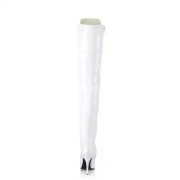 Bílé erotické kozačky na stehna SED3024/W | SEDUCE-3024 Pleaser - zezadu