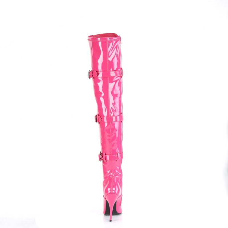 Tmavě růžové BDSM kozačky SED3028/HP | SEDUCE-3028 Pleaser - zezadu