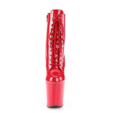Červené taneční kotníčkové kozačky XTM1020/R/M | XTREME-1020 Pleaser - zepředu