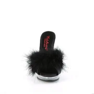 Černé pantofle s chmýřím GLORY501F-8/BPU/C | GLORY-501F-8 Fabulicious - zepředu