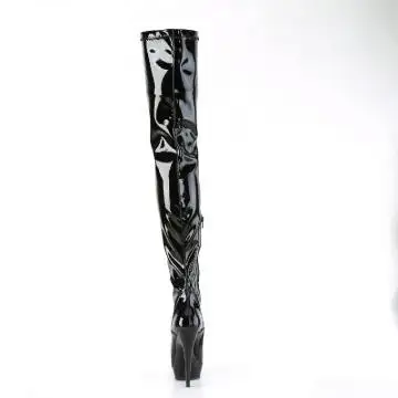 Černé erotické kozačky vysoké na stehna SUL4000/B/M | SULTRY-4000 Fabulicious - zezadu