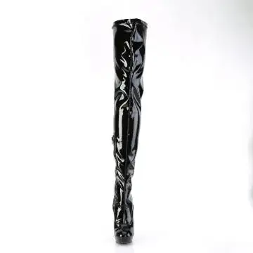 Černé erotické kozačky vysoké na stehna SUL4000/B/M | SULTRY-4000 Fabulicious - zepředu