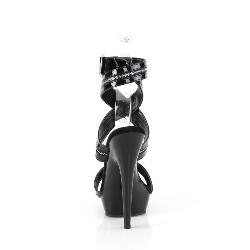 SUL619/B/M Páskové černé lesklé sandály | SULTRY-619 Fabulicious - zezadu