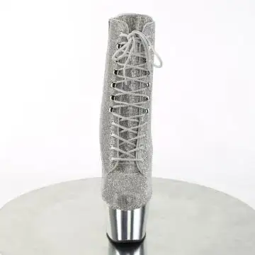 Stříbrné luxusní go-go kozačky ADO1020CHRS/S/SCH | ADORE-1020CHRS Pleaser - zepředu