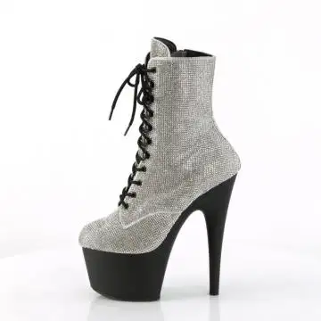 Stříbrné luxusní kotníčkové kozačky ADO1020RS/SRS/B | ADORE-1020RS Pleaser - z vnitřku