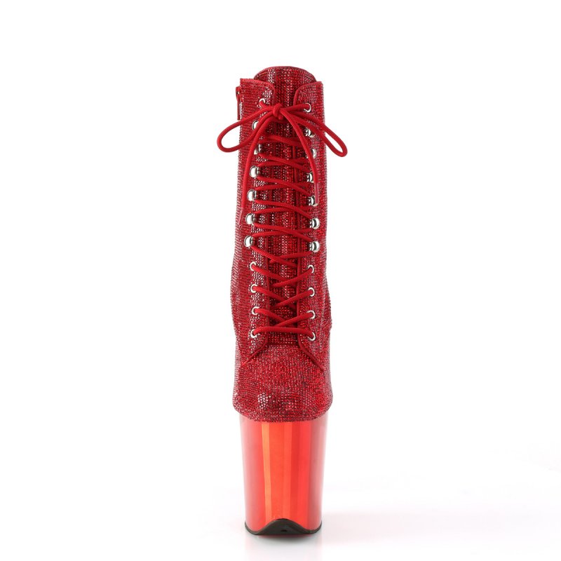 Červené luxusní kozačky FLAM1020CHRS/R/RCH | FLAMINGO-1020CHRS Pleaser - zepředu