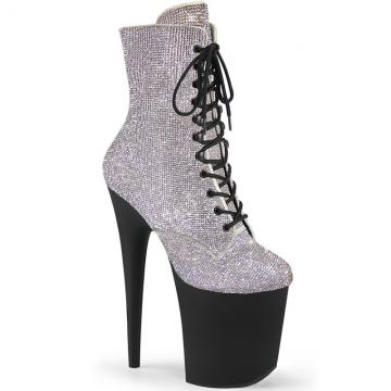 Stříbrné luxusní kozačky na striptýz FLAM1020RS/SRS/B Pleaser