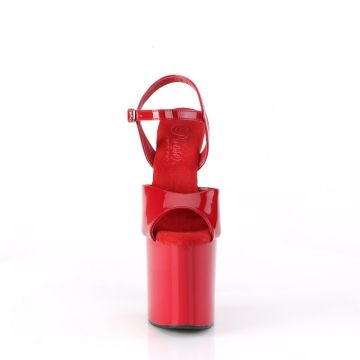 Červené pole dance sandály na podpatku NAU809/R/M | NAUGHTY-809 Pleaser - zepředu