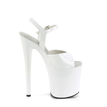 Bílé pole dance sandály na podpatku NAU809/W/M | NAUGHTY-809 Pleaser - z vnějšku Bílé pole dance sandály na podpatku NAU809/W/M | NAUGHTY-809 Pleaser - z vnějšku