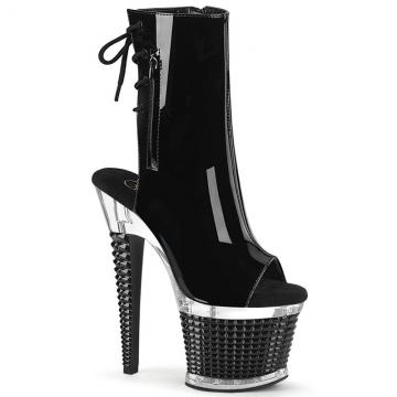Černé kozačky s otevřenou špičkou a patou SPEC1018/B/C-B Pleaser