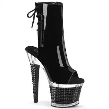 Černé kozačky s otevřenou špičkou a patou SPEC1018/B/C-B | SPECTATOR-1018 Pleaser