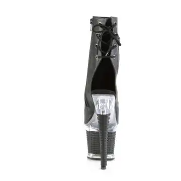 Černé matné kozačky s otevřenou špičkou SPEC1018/BPU/C-B | SPECTATOR-1018 Pleaser - zezadu
