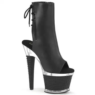 Černé matné kozačky s otevřenou špičkou SPEC1018/BPU/C-B | SPECTATOR-1018 Pleaser