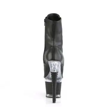 Černé matné kozačky s otevřenou špičkou SPEC1021/BPU/C-B | SPECTATOR-1021 Pleaser - zezadu